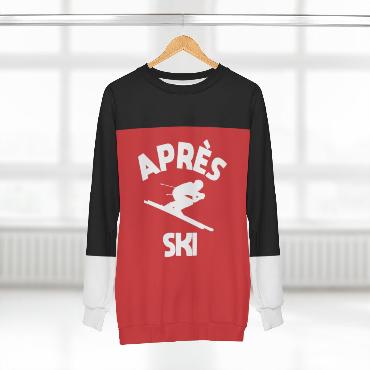 Apres Ski Sweatshirt, Black Red White Sweater, Alpine Skier Skiing Downhill Winter Sports Vintage 80s 90s Men Women Color Block Starcove Fashion