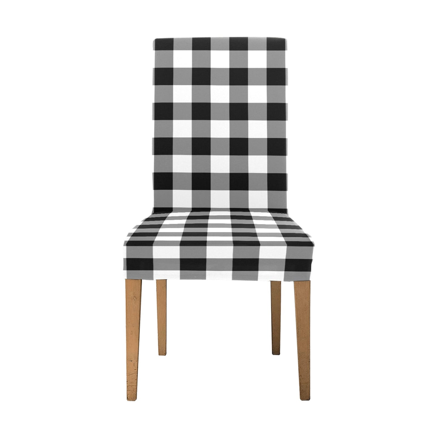 Black White Buffalo Check Dining Chair Seat Covers, Plaid Stretch Slipcover Furniture Dining Room Home Decor Starcove Fashion