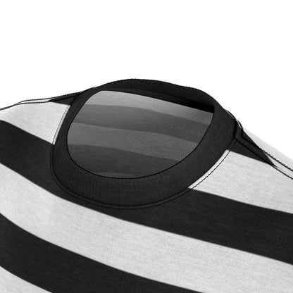 Black White Striped Men T Shirt, Vintage Horizontal Stripes 90s Unisex Designer Crewneck Short Sleeve Tee Gifts Starcove Fashion