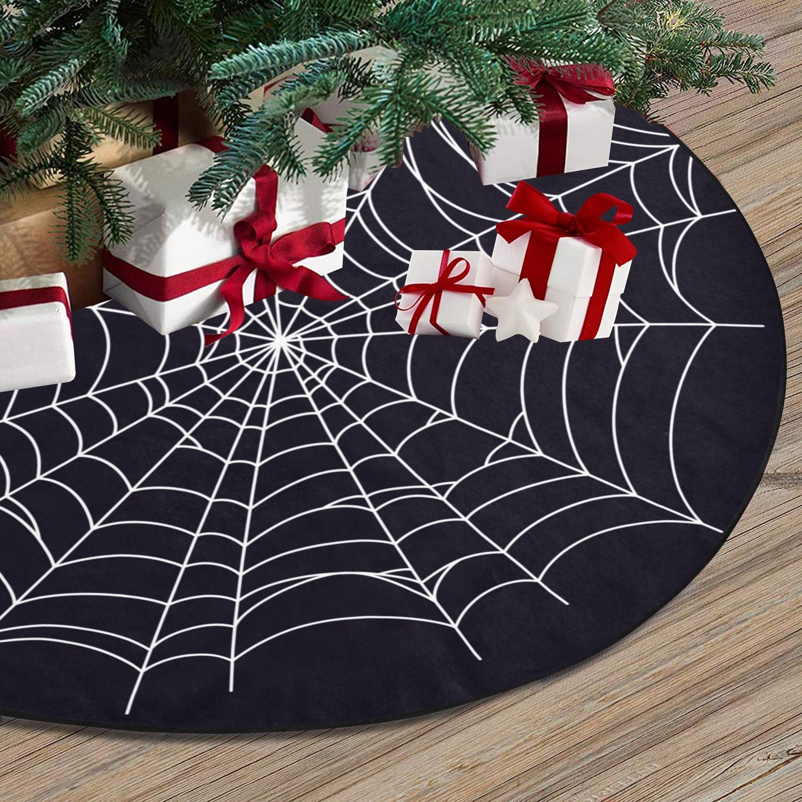 Spiderweb Halloween Tree Skirt, Black Goth Vampire Christmas Spooky Cover Decor Decoration All Hallows Eve Creepy 30 36 47 Small Large Party Starcove Fashion