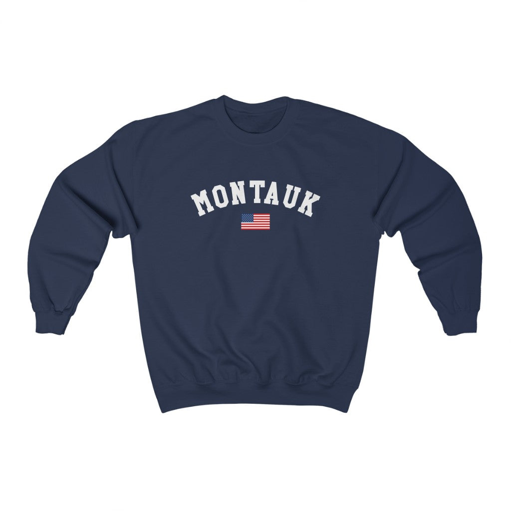 Montauk Sweatshirt, American Flag USA Vintage Hamptons New York NY Beach Town Graphic Crewneck Sweater Pullover Men Women Aesthetic Top Starcove Fashion