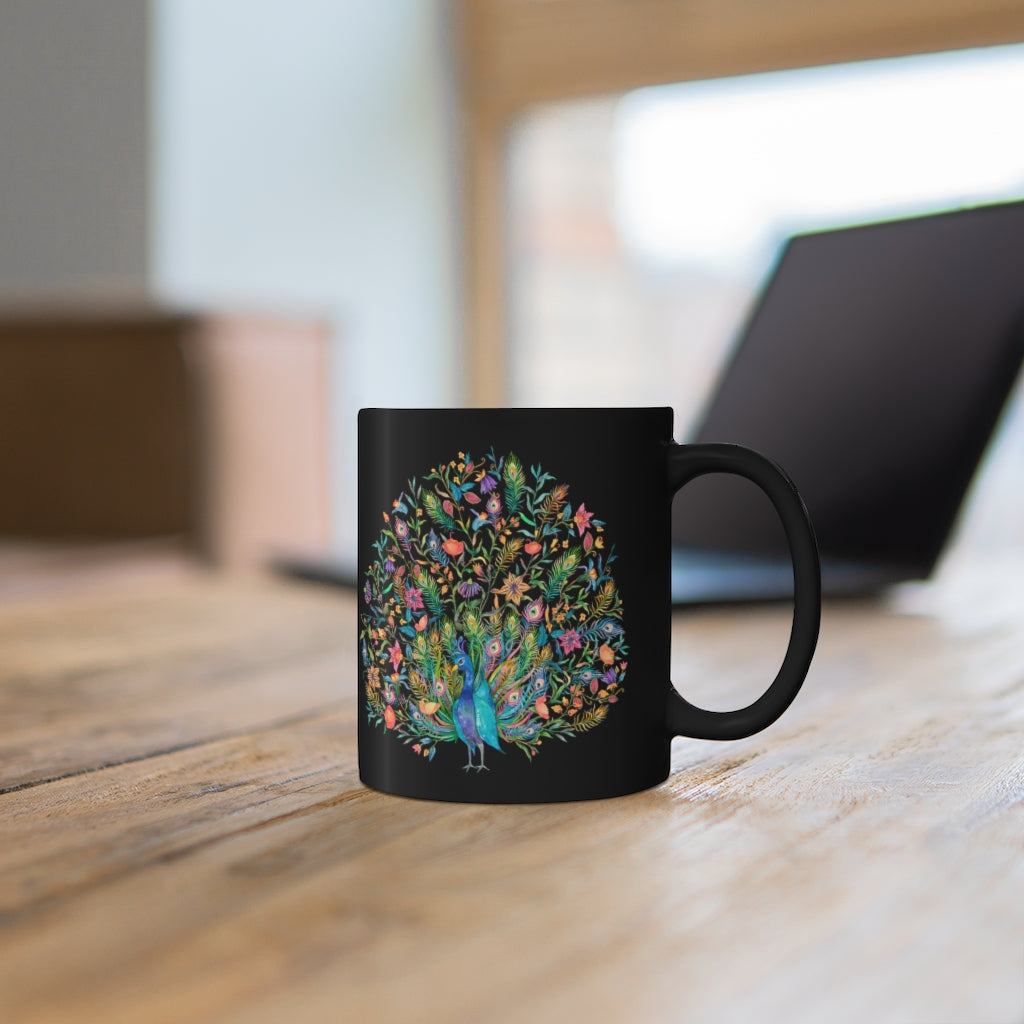 Majestic Peacock Coffee Black Mug, Ceramic Cup Tea Lover Feathers Unique Microwave Safe Novelty Cool Gift Ceramic Starcove Fashion