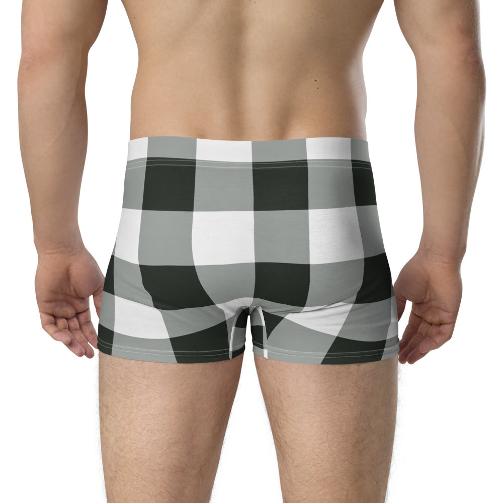 Buffalo Plaid Men Boxer Briefs, Black White Print Checkered Underwear Sexy Boyfriend Gift Idea For Him Male Honeymoon Birthday Starcove Fashion
