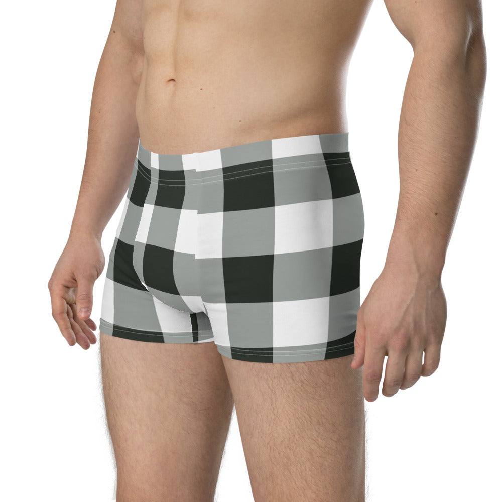 Buffalo Plaid Men Boxer Briefs, Black White Print Checkered Underwear Sexy Boyfriend Gift Idea For Him Male Honeymoon Birthday Starcove Fashion