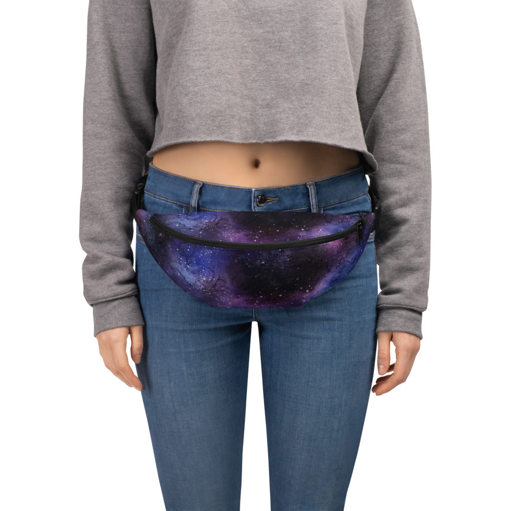 Galaxy Fanny Pack, Space Universe Purple Women Men Waist Hip Bum Bag 90s Designer Belt Hip Waist Crossbody Shoulder Festival Rave Bag Starcove Fashion