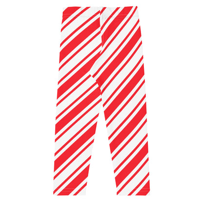 Girls Candy Cane Leggings (2T-7), Red Striped Printed Kids