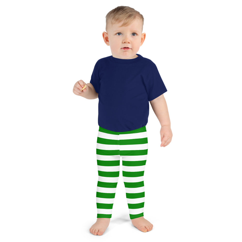Green Striped Kids Leggings (2T-7), Elf Christmas Santa Xmas Boys Girls Toddler Children Cute Printed Yoga Pants Graphic Fun Tights Gift  Starcove Fashion