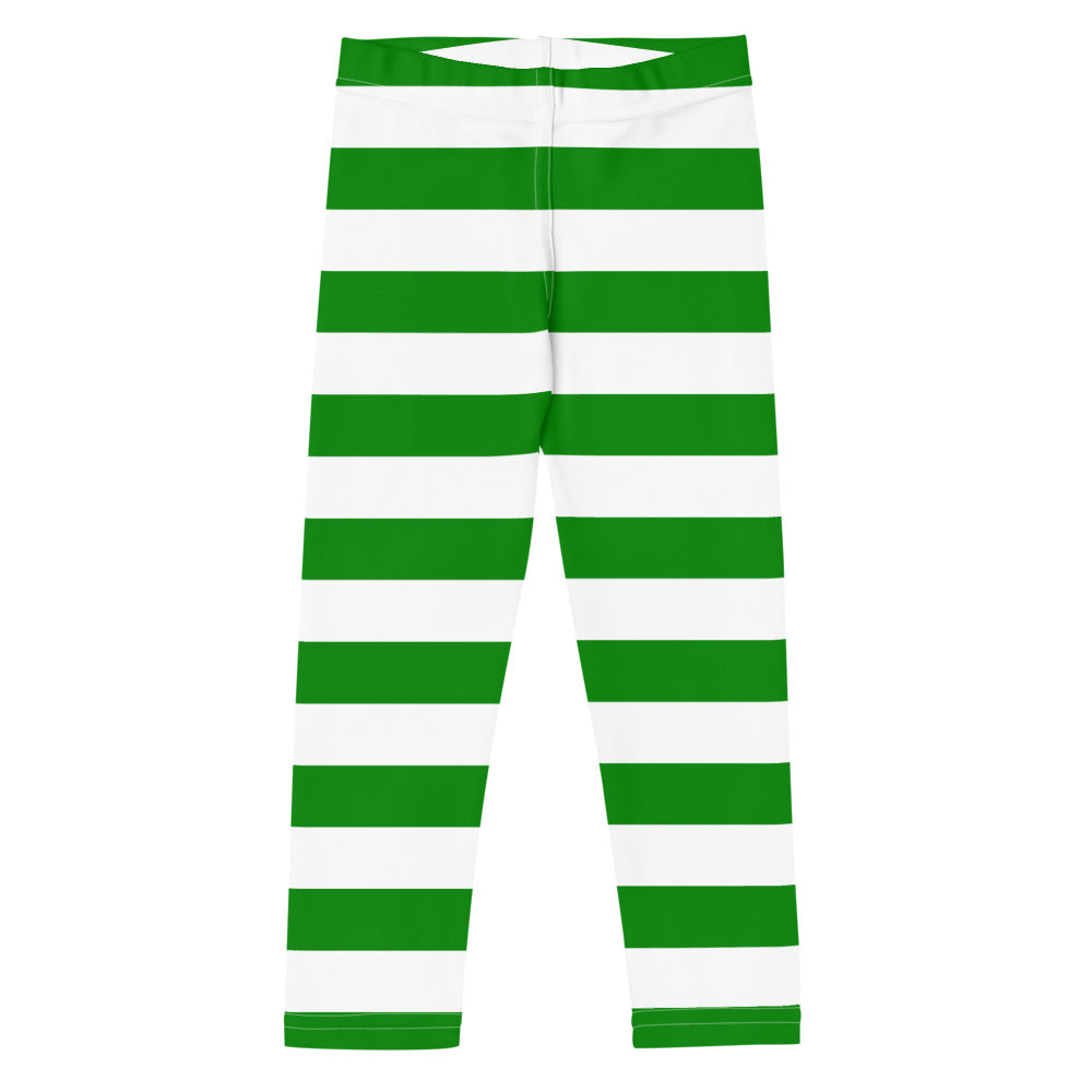 Green Striped Kids Leggings (2T-7), Elf Christmas Santa Xmas Boys