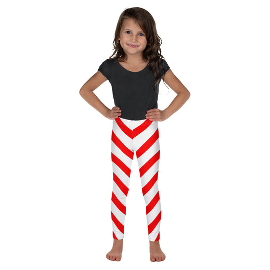 Girls Candy Cane Leggings (2T-7), Red Striped Printed Kids Christmas Holiday Festive Toddler Children Cute Xmas Yoga Pants Graphic Fun Tights Gift Starcove Fashion