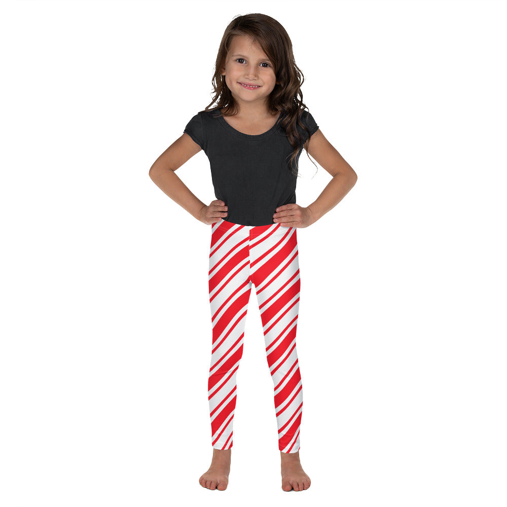Girls Candy Cane Leggings (2T-7), Red Striped Printed Kids Christmas Holiday Festive Toddler Children Cute Xmas Yoga Pants Fun Tights Gift Starcove Fashion
