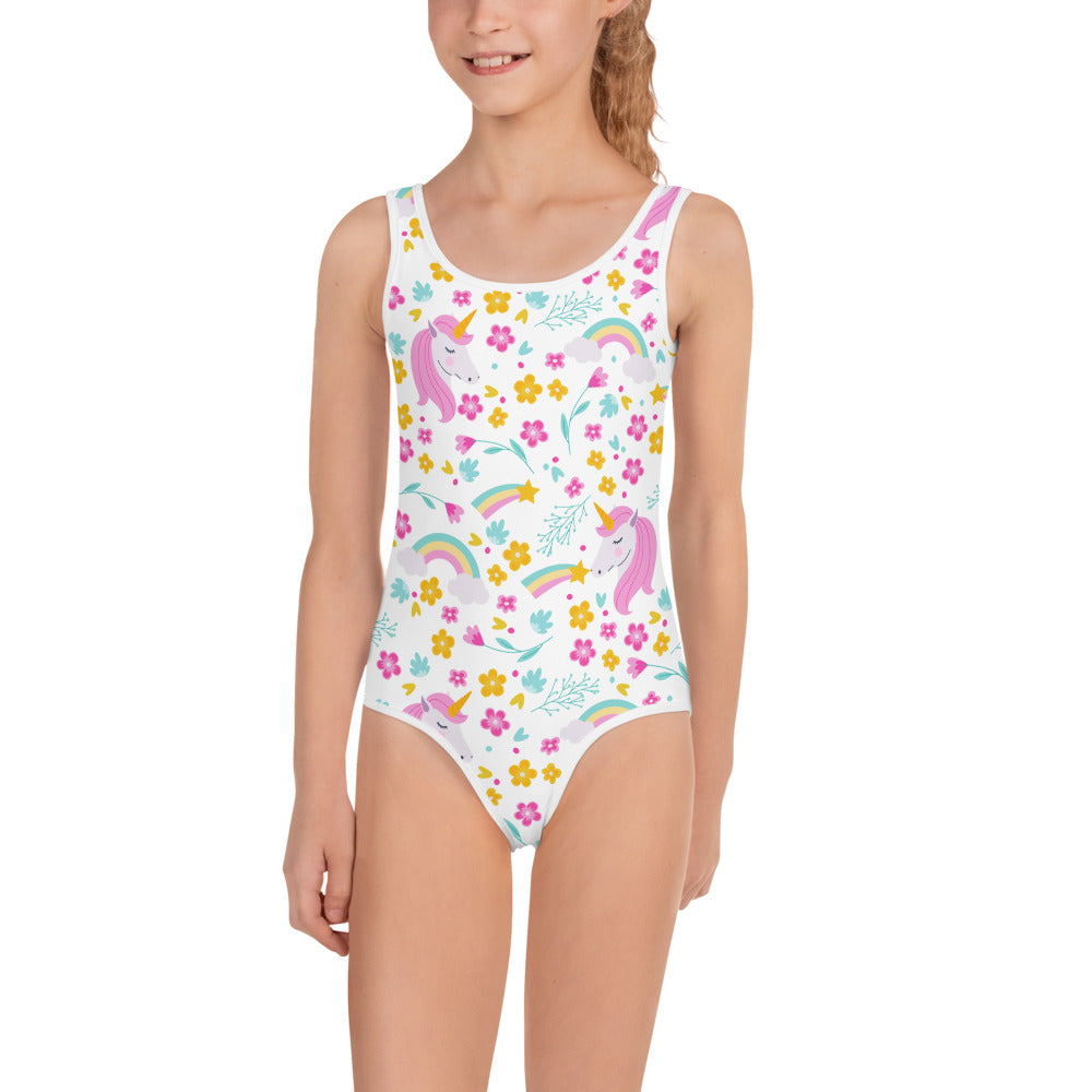Unicorn Little Girl Kids Swimsuits (2T - 7), Rainbow Flowers Toddler One Piece Bathing Suit Swimming Swim Swimwear Starcove Fashion