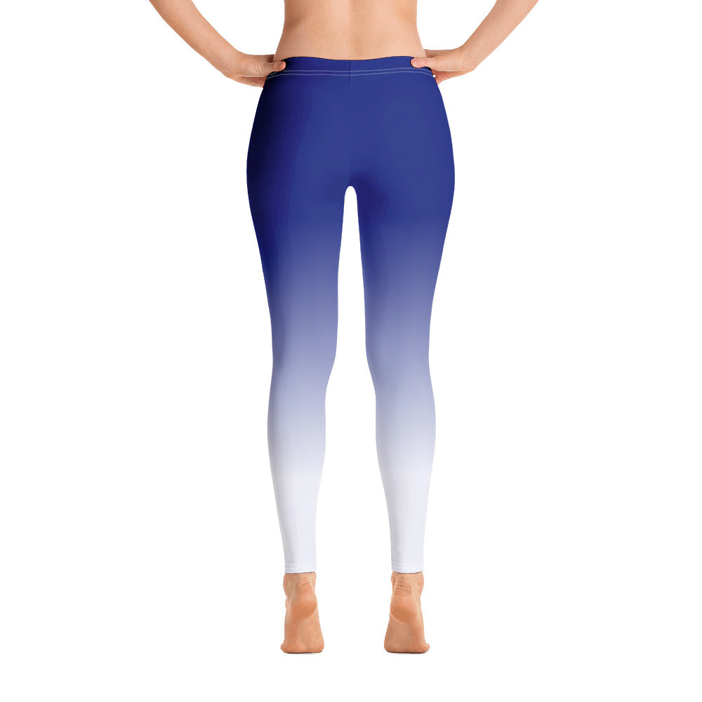 Royal Blue Ombre Leggings Women, Gradient Tie Dye Printed Yoga Pants Cute Workout Gym Designer Tights Gift Starcove Fashion