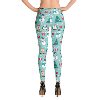 Christmas Penguin Leggings Women, Snow Man Deer Tree Xmas Printed Yoga Pants Cute Graphic Fun Designer Tights Gift Starcove Fashion