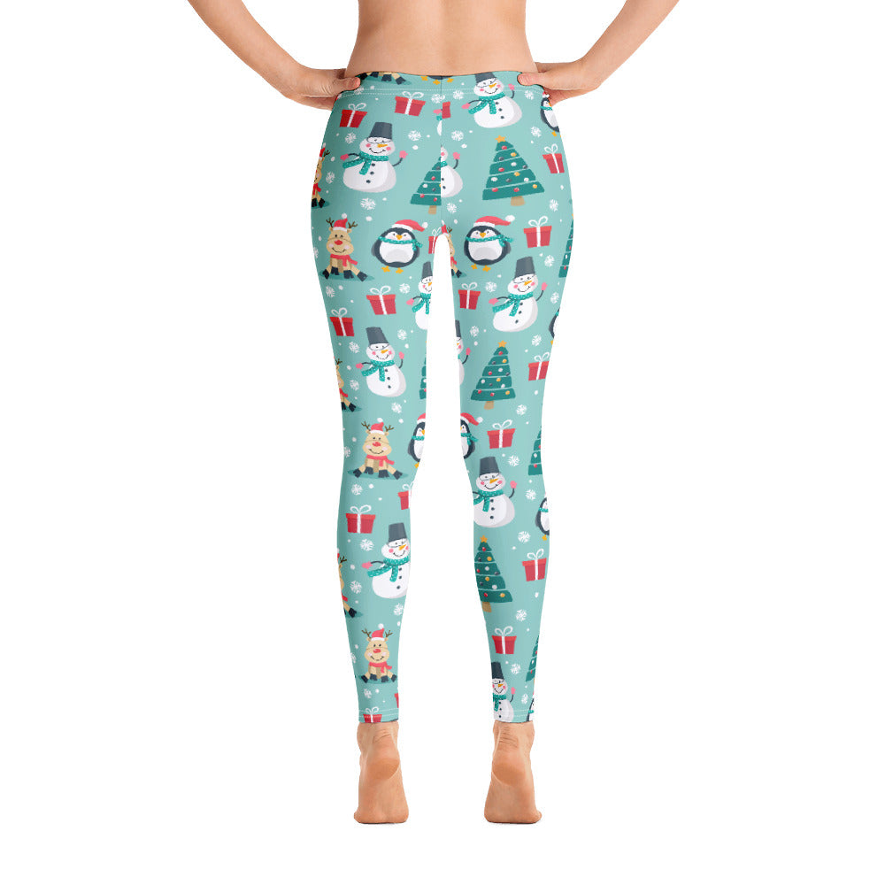Christmas Penguin Leggings Women, Snow Man Deer Tree Xmas Printed Yoga Pants Cute Graphic Fun Designer Tights Gift Starcove Fashion