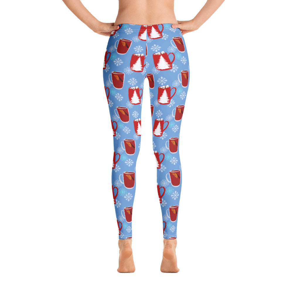 Holiday Wine Glass Leggings Women, Christmas Drinks Mulled Printed Xmas Yoga Pants Cute Graphic Workout Fun Tights Gift Starcove Fashion