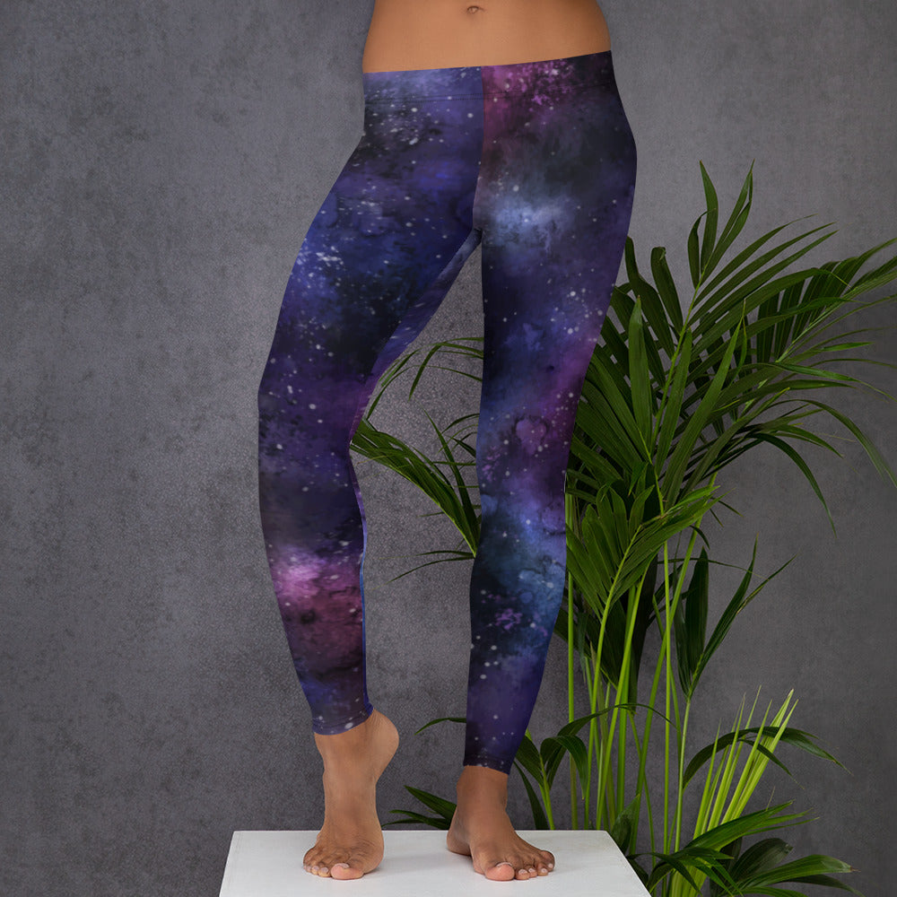 Galaxy Purple Women Leggings, Yoga Outer Space Print Pants Cosmic Cele –  Starcove Fashion