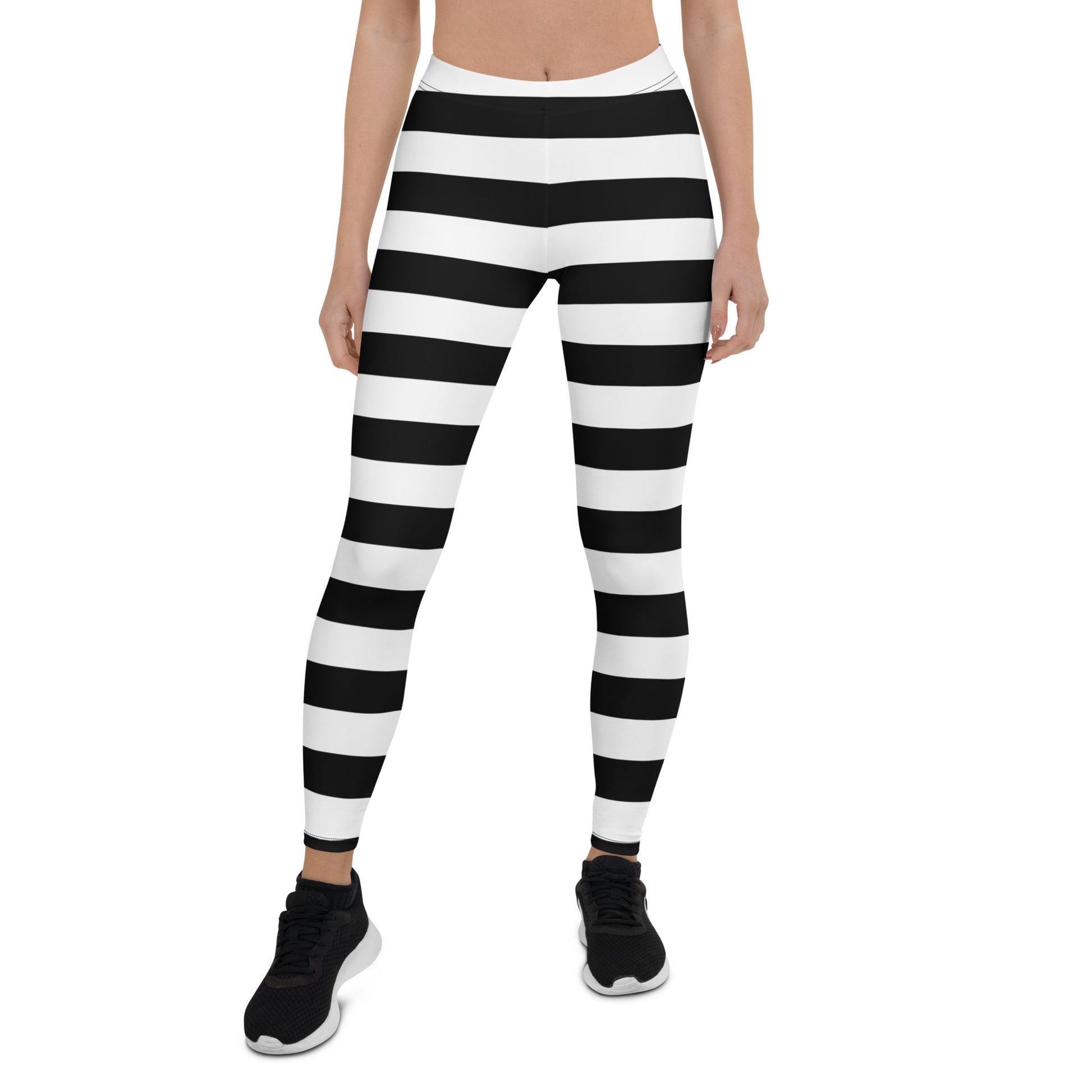 Black White Striped Leggings Women, Halloween Witch Goth Printed Yoga Pants  Cute Graphic Workout Designer Tights Gift