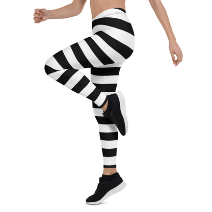 Black White Striped Leggings Women, Halloween Witch Goth Printed Yoga Pants Cute Graphic Workout Designer Tights Gift Starcove Fashion