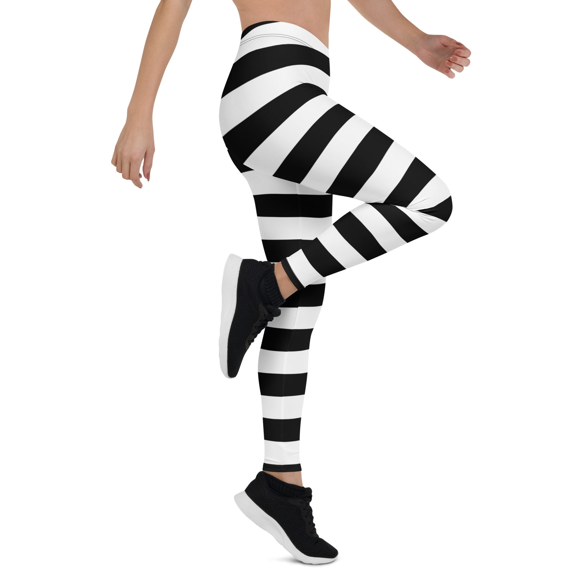 Black White Striped Leggings Women, Halloween Witch Goth Printed Yoga –  Starcove Fashion