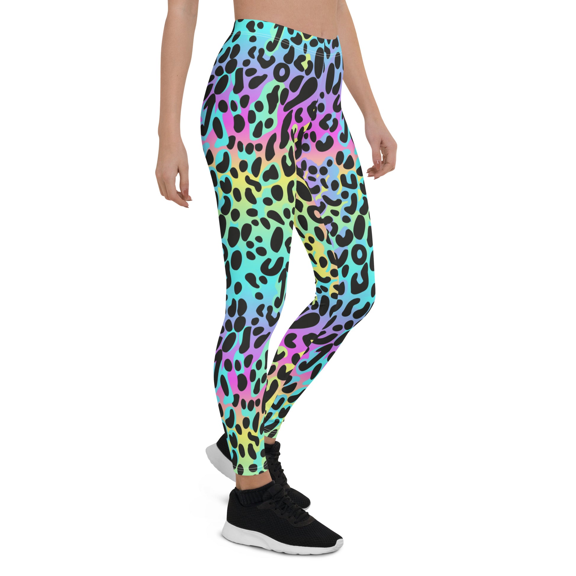 Rainbow Leopard Leggings Women, Animal Gradient Printed Yoga Pants Cute Graphic Workout Gym Fun Designer Tights Gift Starcove Fashion