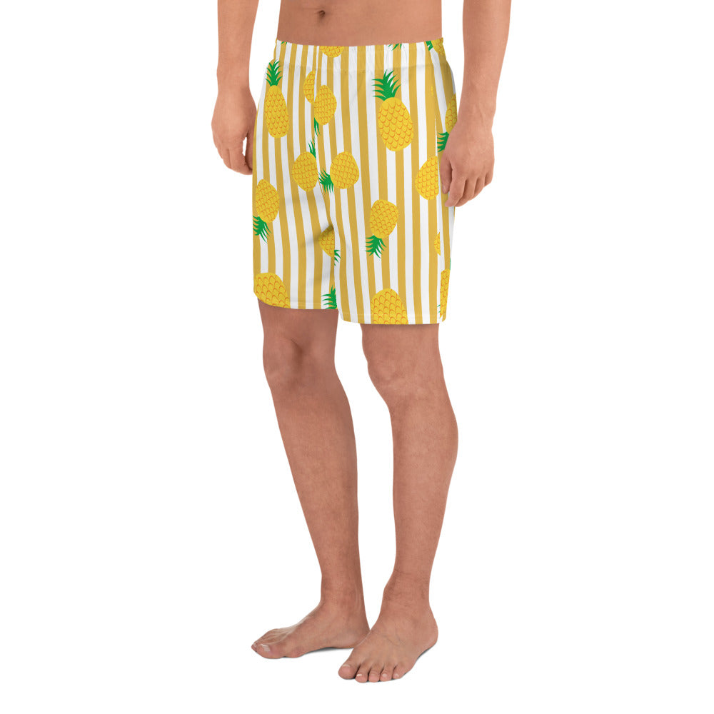Pineapple Men Swim Trunks, Tropical Beach Print Summer Fruit Fast Dry Athletic Long Shorts Swimsuit Swimwear Starcove Fashion
