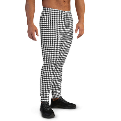 Houndstooth Men Joggers Sweatpants with Pockets, Black White Pattern Fleece Fun Comfy Cotton Sweats Pants Loungewear Starcove Fashion
