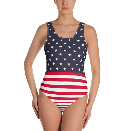 American Flag Swimsuit Women, USA Stars Stripes Red White Blue Fourth 4th of July America Patriotic One Piece Swim Bathing Suits Swimwear Starcove Fashion