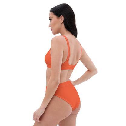 Orange Sustainable High-Waisted Bikini Set, Recycled Eco Friendly Cheeky Swimsuits Women Padded Swimwear Starcove Fashion