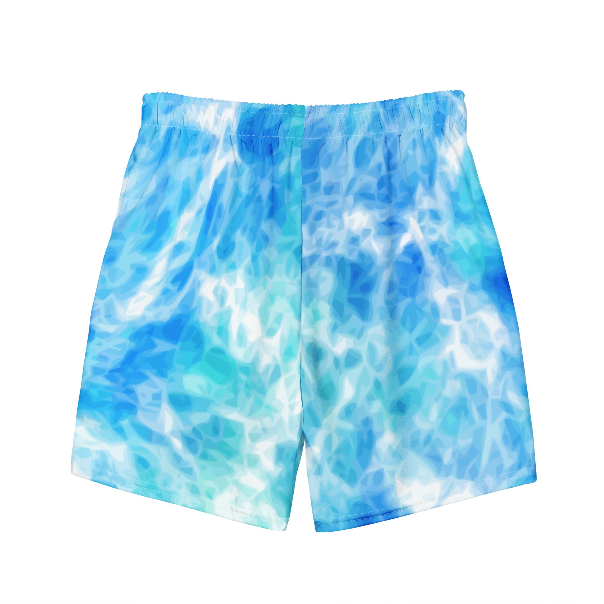 Tie Dye Men Swim Trunks, Blue Ocean Beach Mesh Pockets Beach Bathing Suit Plus Size Eco Designer Shorts Starcove Fashion