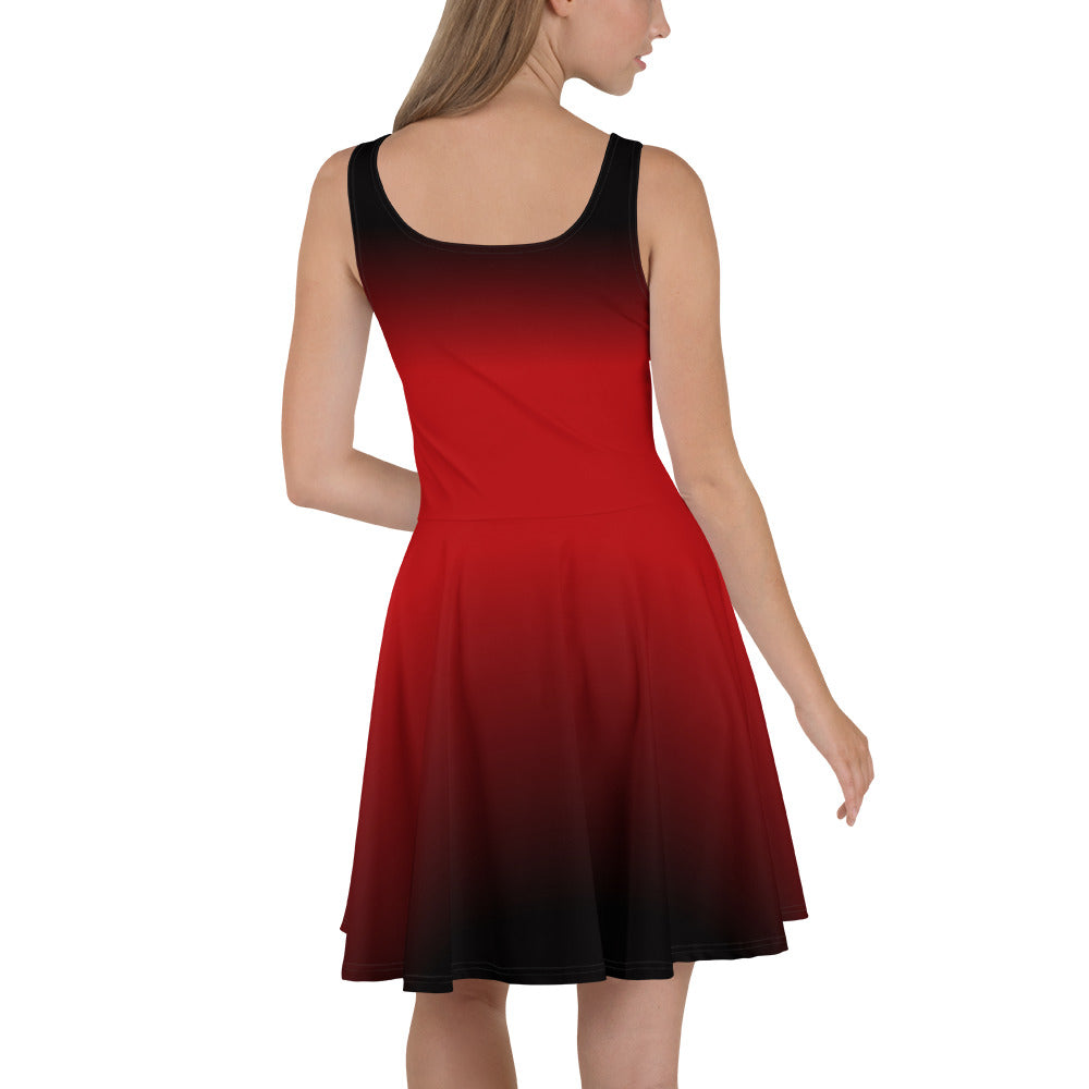 Red and Black Ombre Skater Dress, Gradient Tie Dye Print Summer Sleeveless Mini Short Cute Cocktail Party Sexy Women S Red and Black Ombre Skater Dress, Gradient Tie Dye Print Summer Sleeveless Mini Short Cute Cocktail Party Sexy Women S