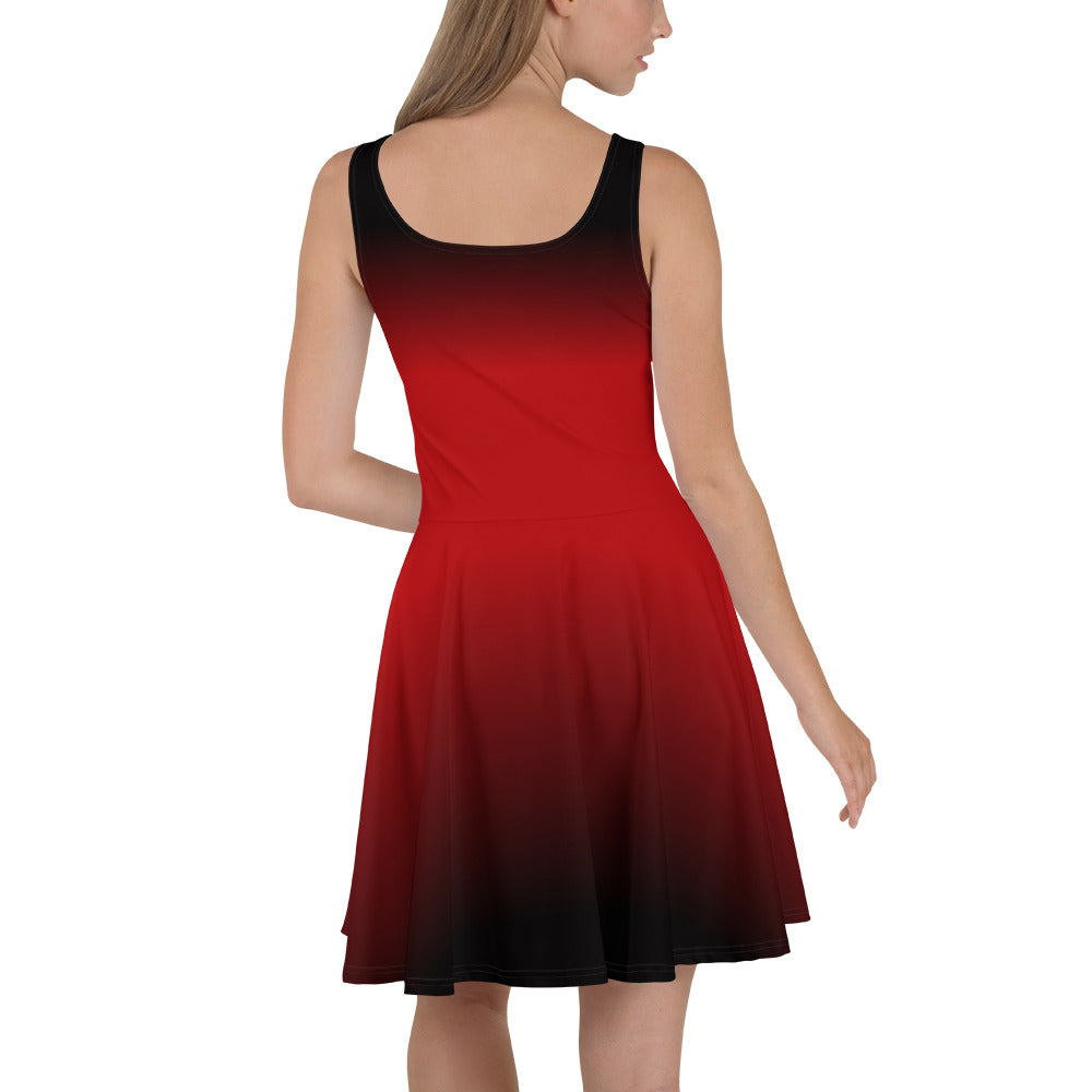 Red and Black Ombre Skater Dress, Gradient Tie Dye Print Summer Sleeveless Mini Short Cute Cocktail Party Sexy Women Starcove Fashion