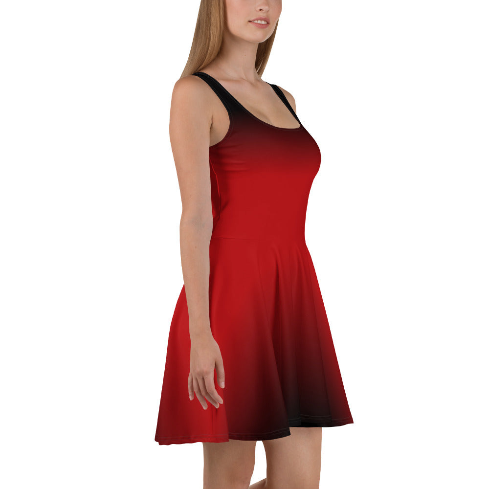 Red and Black Ombre Skater Dress, Gradient Tie Dye Print Summer Sleeveless Mini Short Cute Cocktail Party Sexy Women Starcove Fashion