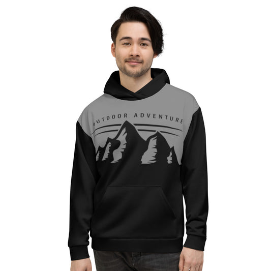 Mountain Unisex Hoodie, Outdoor Adventure Camping Black Grey Pullover Men Adult Aesthetic Graphic Hooded Sweatshirt with Pockets Starcove Fashion
