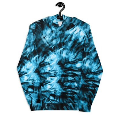 Blue Tie Dye Hoodie, Pullover Men Women Adult Aesthetic Graphic Cotton Hooded Sweatshirt with Pockets Starcove Fashion