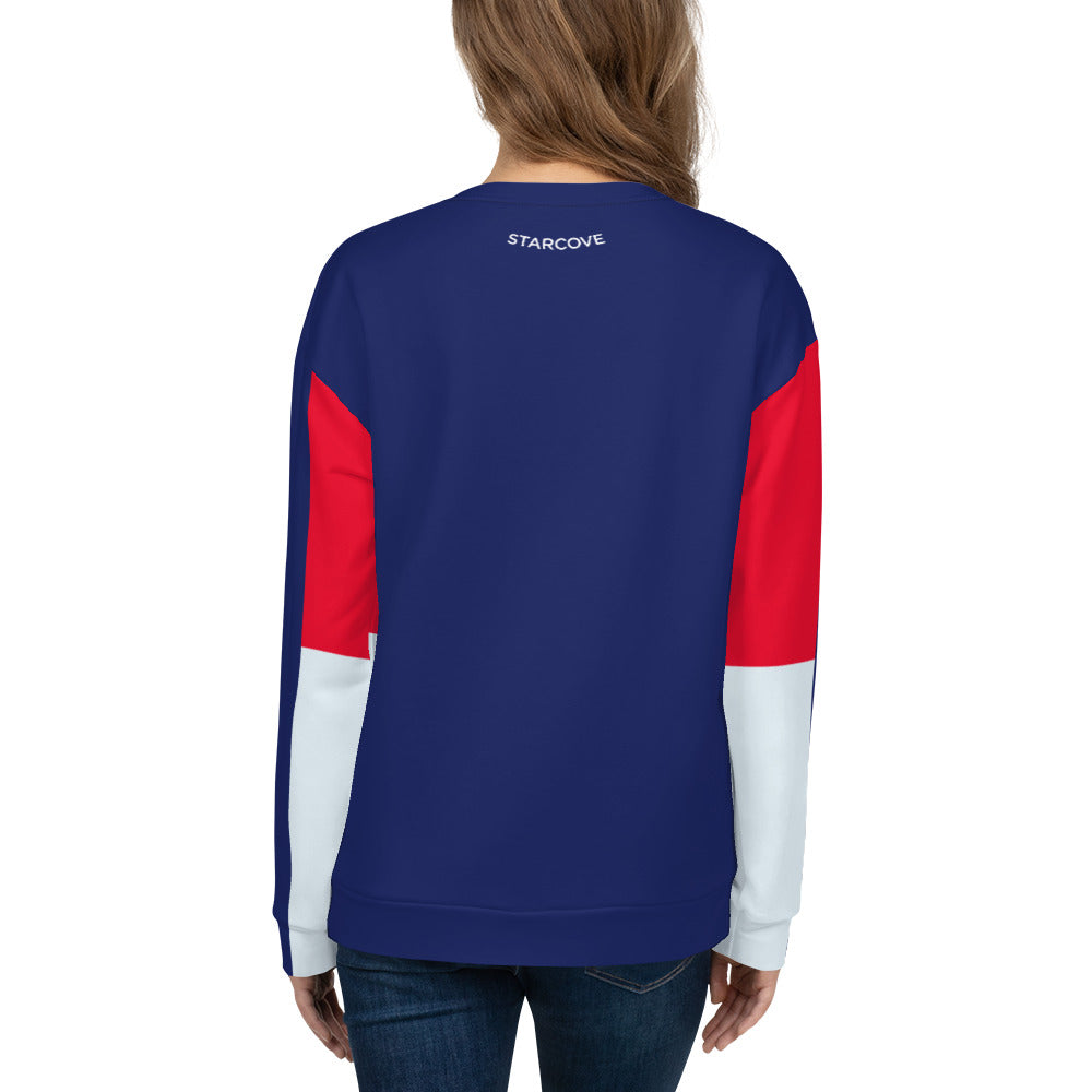 Apres All Day Sweatshirt, Pullover Sweater Blue Red Ski Skiing