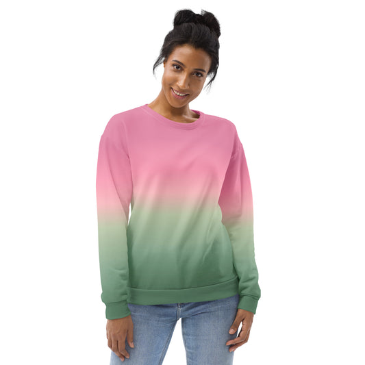 Pink Green Ombre Sweatshirt, Gradient Tie Dye Crewneck Fleece Cotton Sweater Jumper Pullover Men Women Adult Aesthetic Top Starcove Fashion
