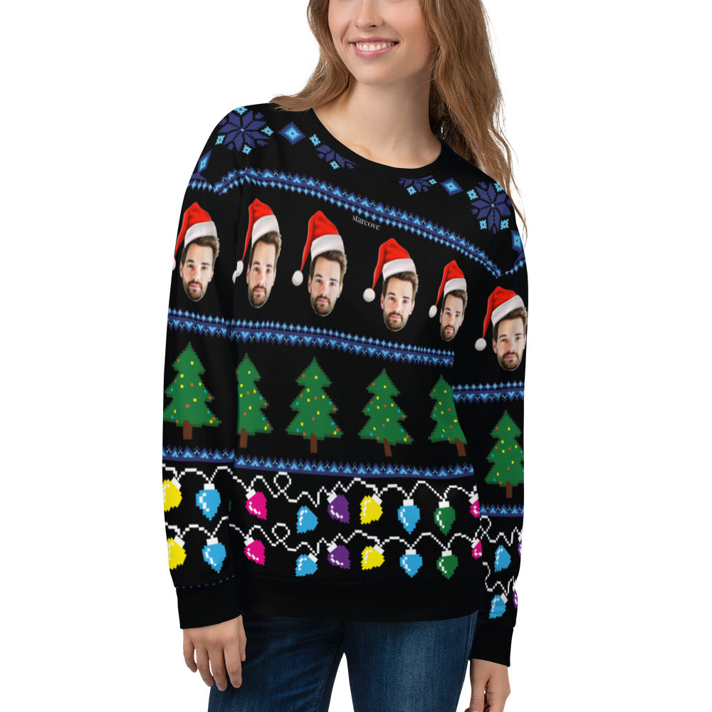 Ugly Christmas Sweater, Custom Faces Sweatshirt, Funny Selfie Boyfriend Girlfriend Photo Gift Party Xmas Family Women Men Holiday Sweatshirt Starcove Fashion