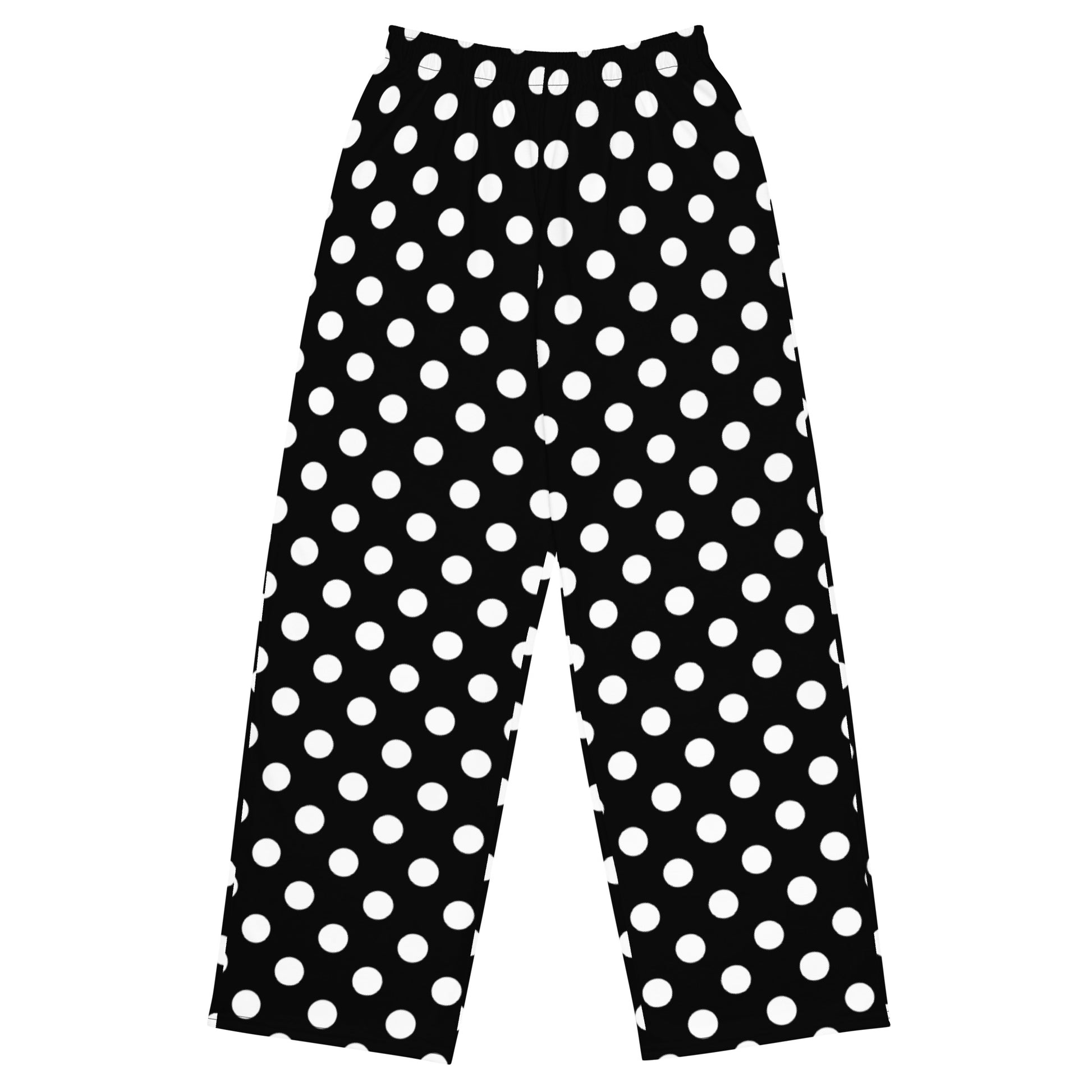 Polka Dots Lounge Pants with Pockets, Black White Unisex Men Women Wid –  Starcove Fashion