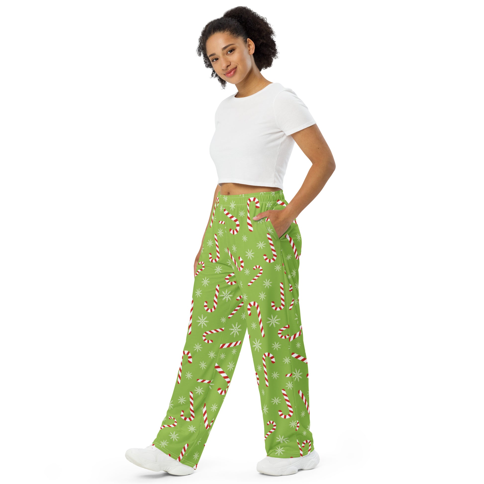Candy Cane Lounge Pants with Pockets, Holiday Christmas Unisex Men