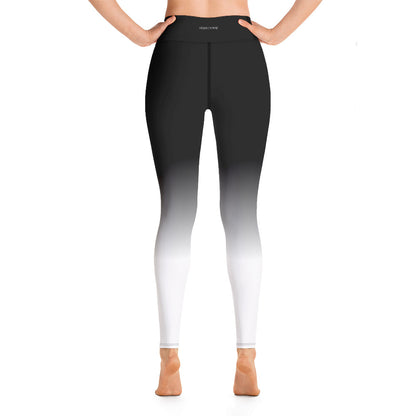 Black White Ombre Yoga Leggings Women, High Waisted Pants Cute Printed Graphic Workout Running Gym Designer Tights Starcove Fashion