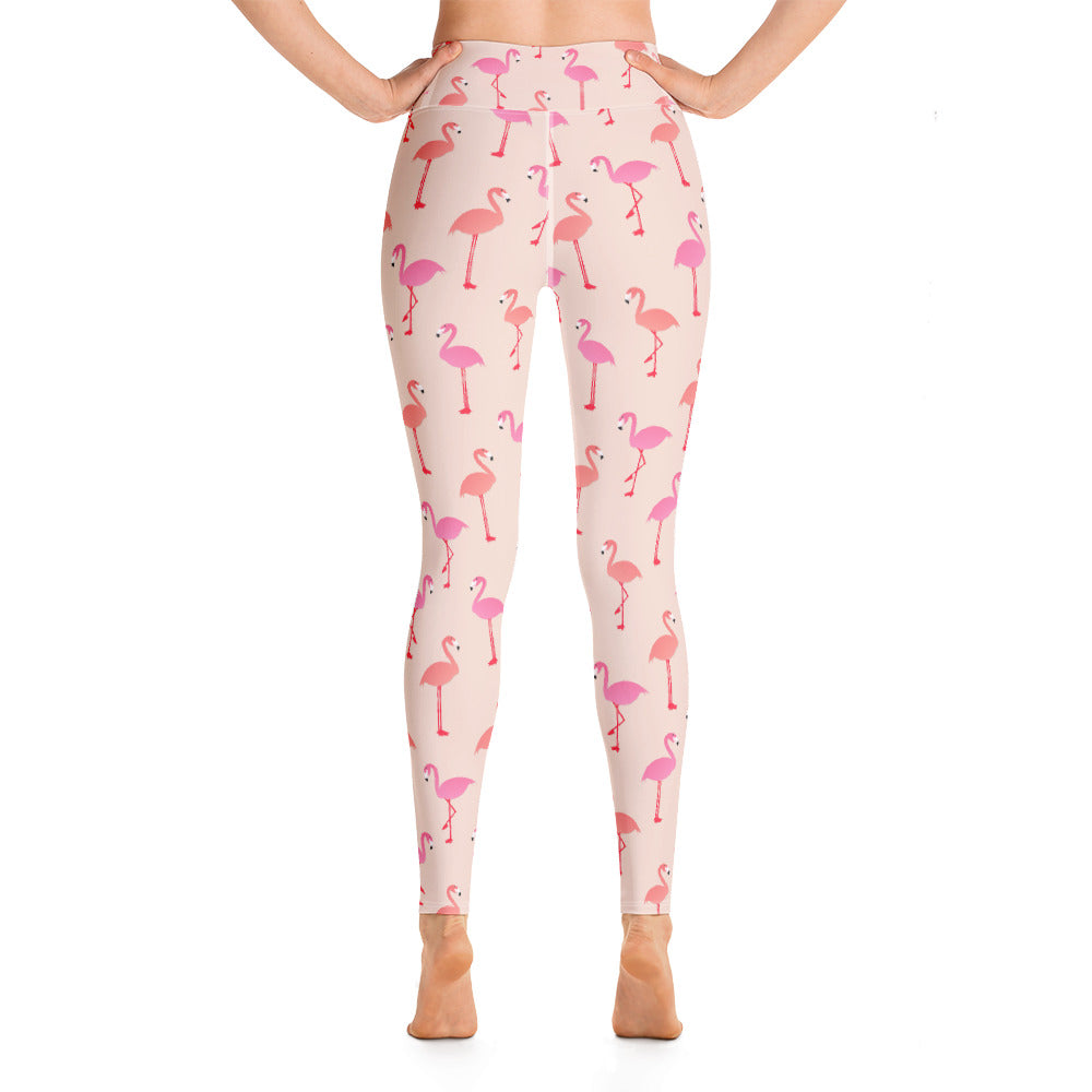 Pink Flamingo Yoga Leggings Women, Designer High Waisted Pants Cute Printed Graphic Workout Running Gym Designer Tights Starcove Fashion