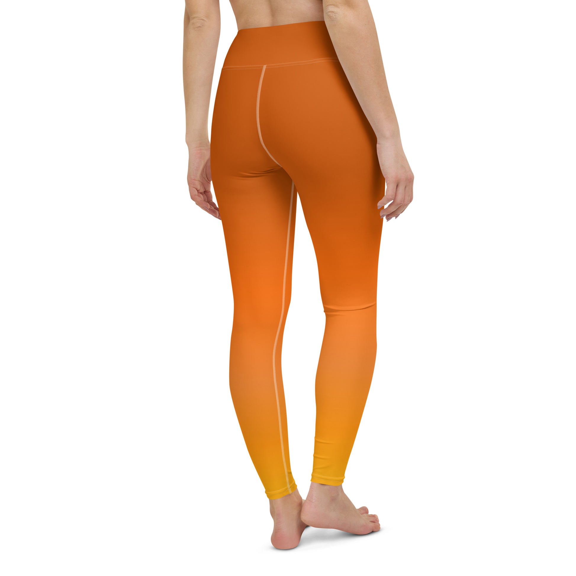 Burnt Orange Yoga Leggings Women, Ombre Tie dye Fall Autumn High