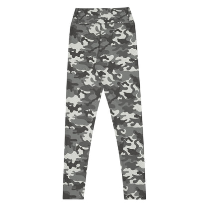 Grey Camo Yoga Leggings Women, Camouflage High Waisted Pants Cute Printed Workout Running Gym Designer Tights Starcove Fashion