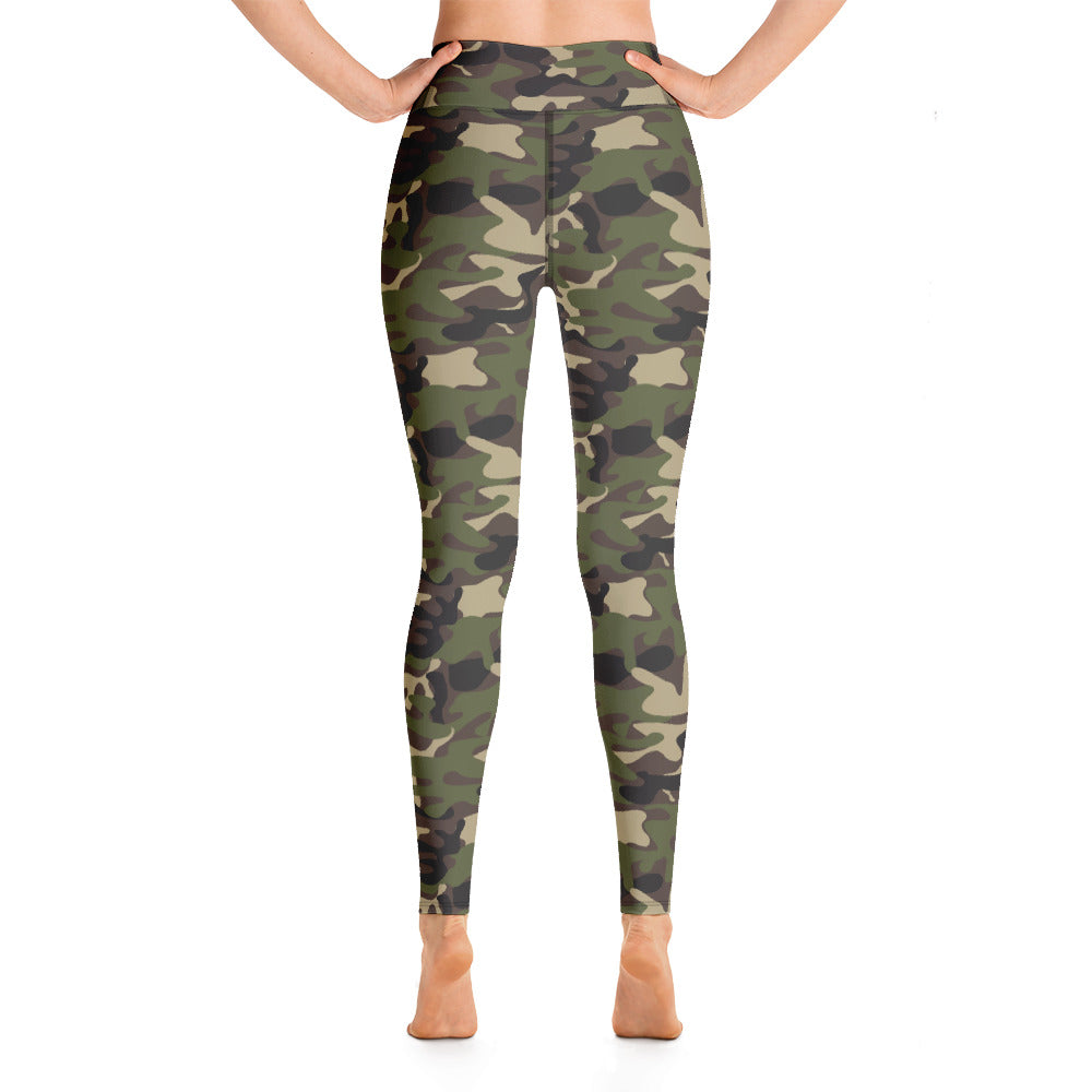 Green Camo Yoga Leggings Women, Army Camouflage High Waisted Pants Cute Printed Workout Running Gym Designer Tights Starcove Fashion