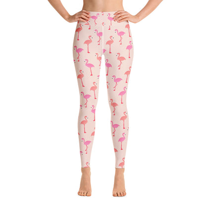 Pink Flamingo Yoga Leggings Women, Designer High Waisted Pants Cute Printed Graphic Workout Running Gym Designer Tights Starcove Fashion