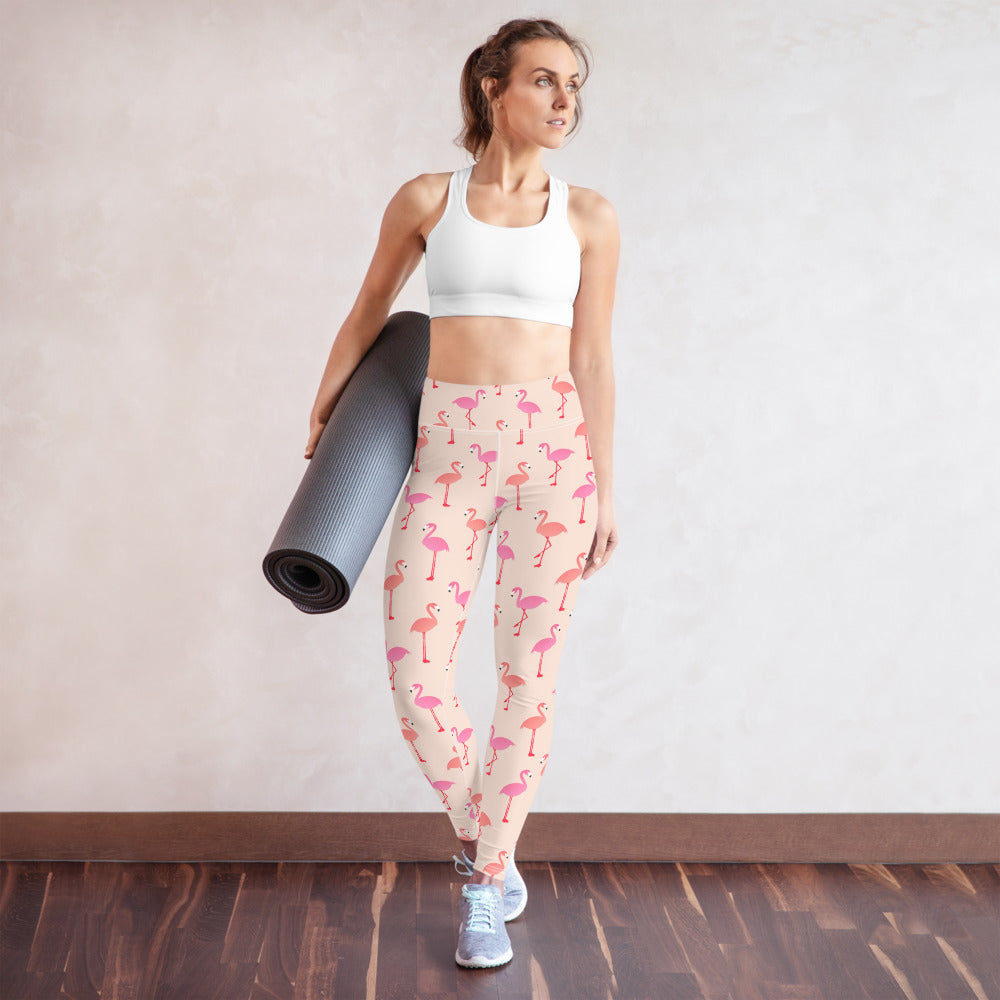 Pink Flamingo Yoga Leggings Women, Designer High Waisted Pants Cute Pr –  Starcove Fashion