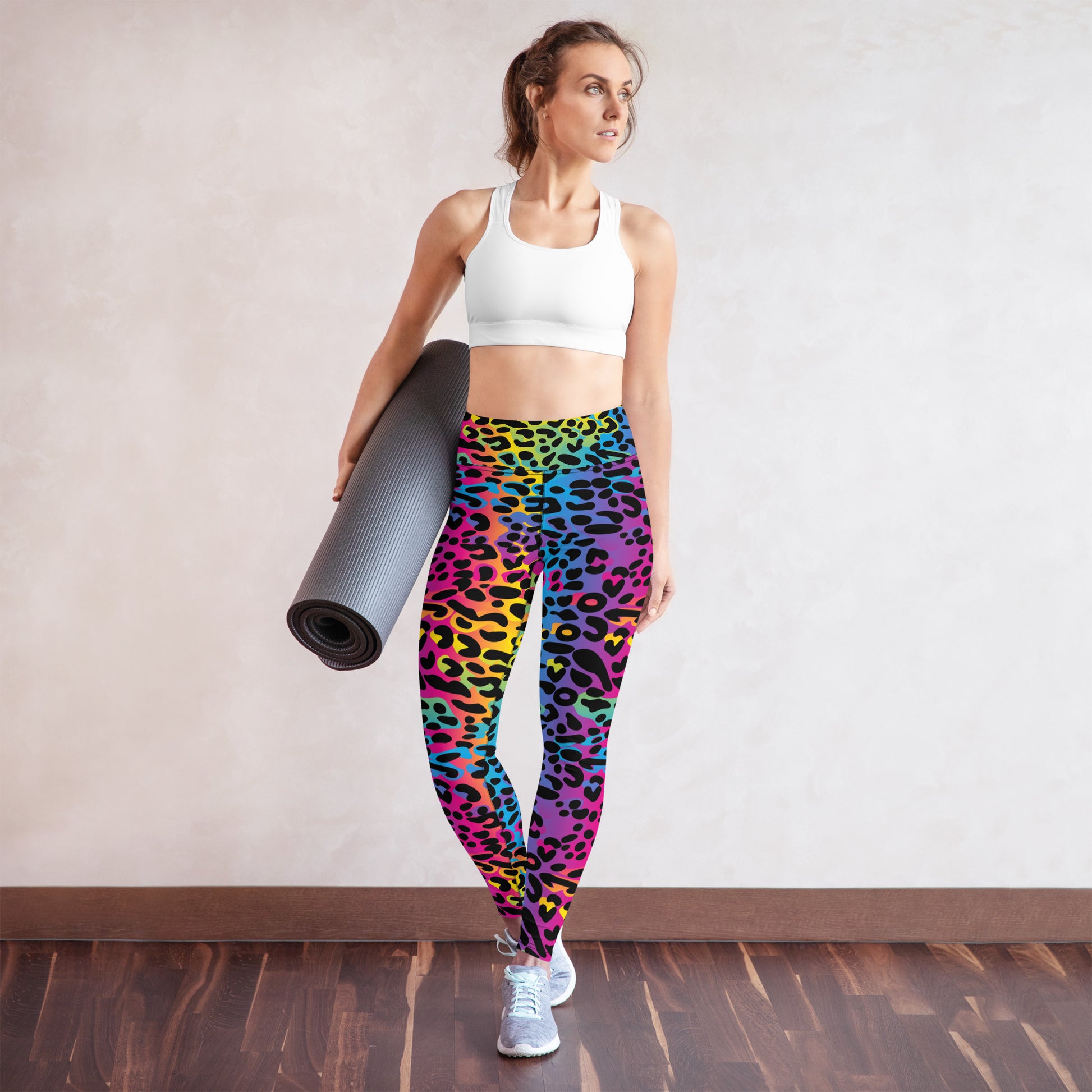 Rainbow Leopard Yoga Leggings Women, Colorful Gradient Animal Print High  Waisted Pants Cute Workout Gym Designer Tights