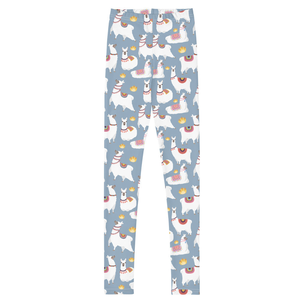 Llama Print Girls Leggings (8-20), Blue Youth Teen Cute Tween Printed Kids Yoga Pants Graphic Fun Tights Gift Daughter  Starcove Fashion