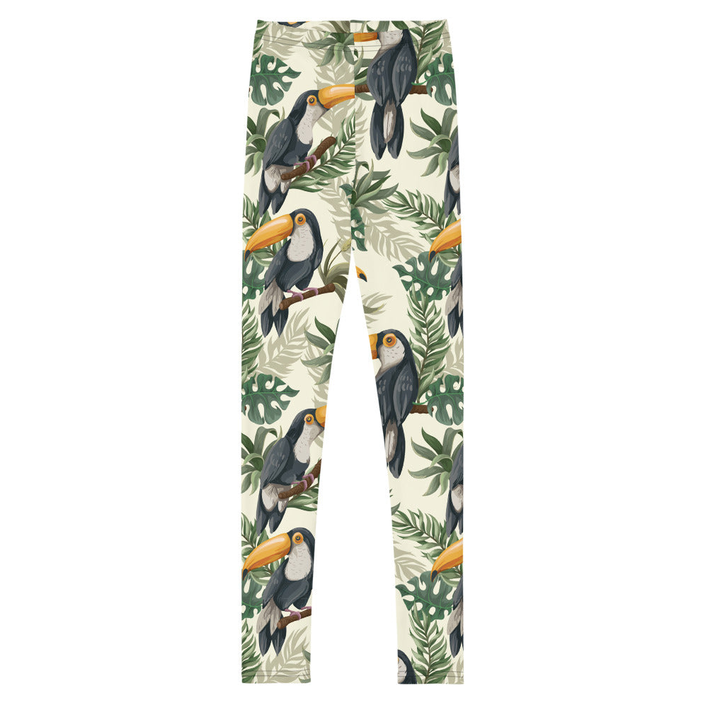 Tropical Toucan Girls Leggings (8-20), Green Bird Youth Teen Cute Printed Kids Yoga Tween Pants Graphic Fun Tights Gift Daughter  Starcove Fashion