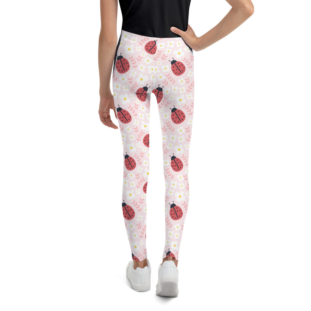 Ladybug Print Girls Leggings (8-20), Pink Youth Teen Cute Printed Kids Yoga Tween Pants Graphic Fun Tights Gift Daughter  Starcove Fashion